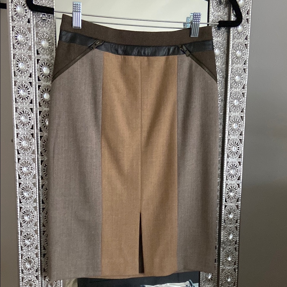 Club Monaco Brown and Tan Pencil Skirt